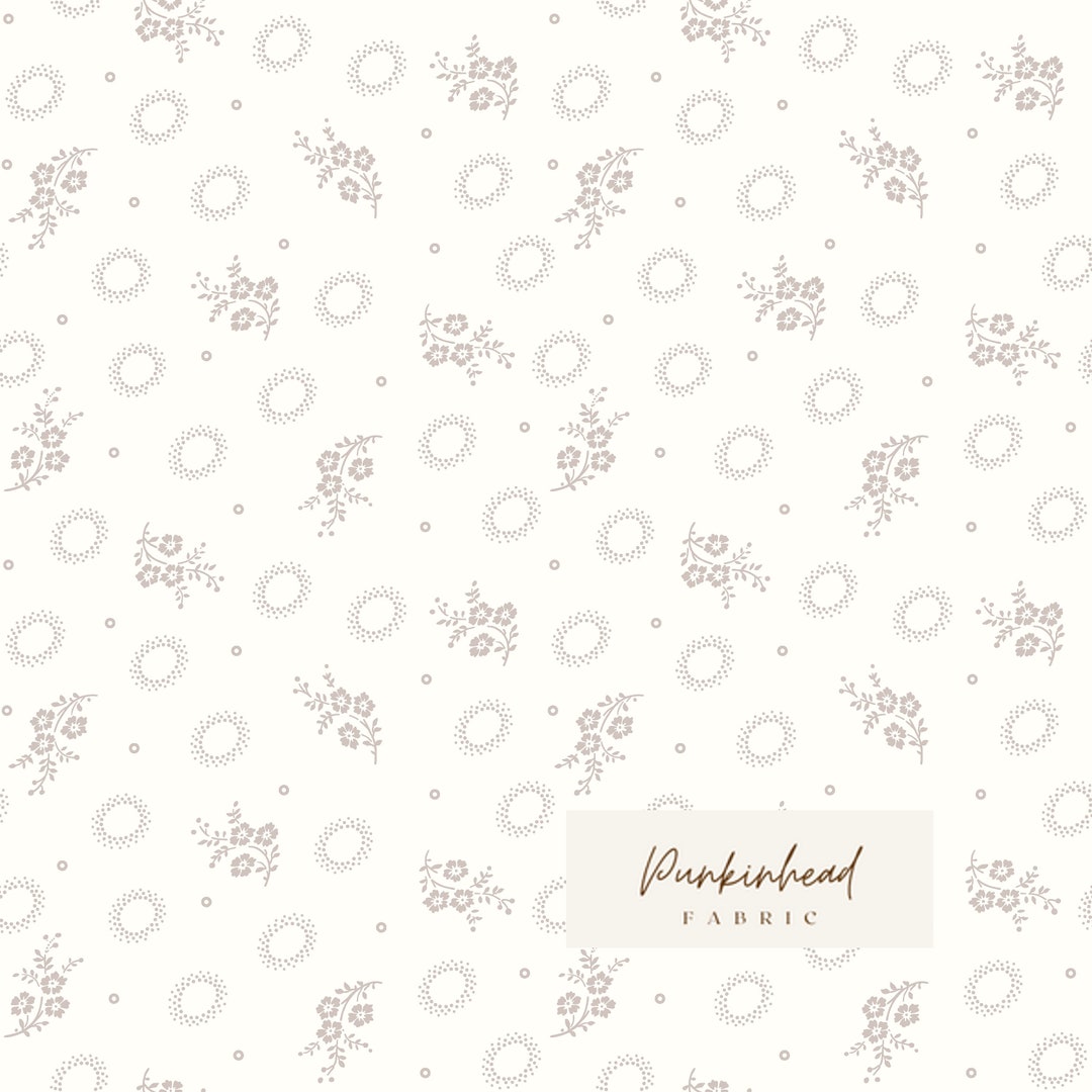 Hush Hush Stem by Riley Blake Low Volume Gray White Cream Floral Cotton ...