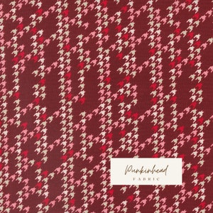 Cozy Wonderland Hounds Tooth Check Burgundy Red White Fancy That Design House Moda Retro Vintage Holiday Cotton Quilting Fabric by yard