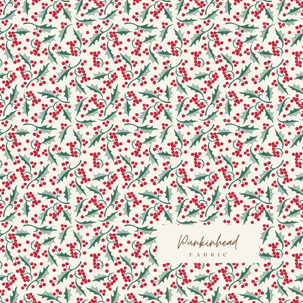 Merry Little Christmas Red White Green Holly Pine by My Mind's Eye for Riley Blake Holiday Cotton Quilting Fabric by the Yard