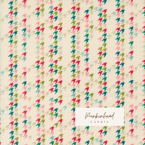 Cozy Wonderland Hounds Tooth Check Natural White Cream Red Fancy That Design House Moda Retro Vintage Holiday Cotton Quilting Fabric by yard