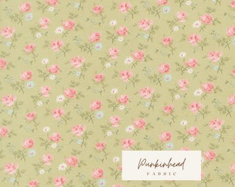 Abide Light Green Pink Blue White Vintage Small Floral by Brenda Riddle for Moda Cotton Quilting Fabric by the yard