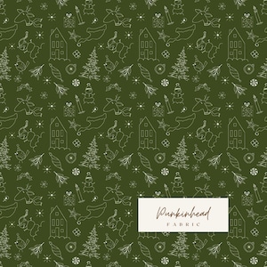 Christmas is in Town Tree Doodles Dark Green by Sandy Gervais for Riley Blake Vintage Christmas Holiday Cotton Quilting Fabric by the Yard