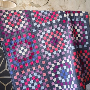 Granny Patch Quilt Pattern by Lo & Behold Stitchery PAPER Pattern Scrappy Granny Square Modern Geometric Quilt Pattern