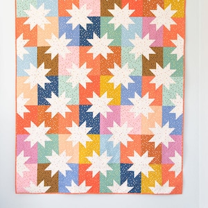 Star Pop Quilt Pattern by Emily Dennis of Quilty Love- PAPER Pattern, Scrappy Quilt Pattern, Sawtooth Star Quilt Pattern, Patchwork Quilt