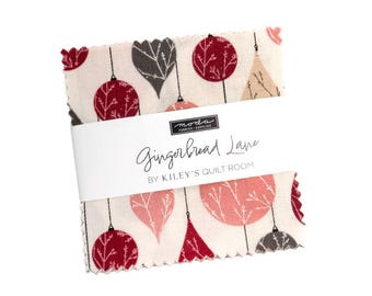 Gingerbread Lane Mini Charm Pack 2.5" squares by Kiley's Quilt Room for Moda Christmas Holiday Quilting Fabric by the Yard 42 Pieces