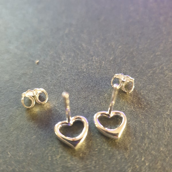 Tiffany & Co. Elsa Peretti Open Heart Design Sterling Silver Pair of Earrings.