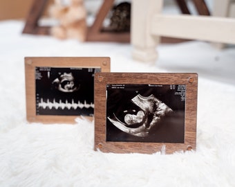 Ultrasound photo frame / baby sonogram picture frame ultrasound keepsake wood + acrylic