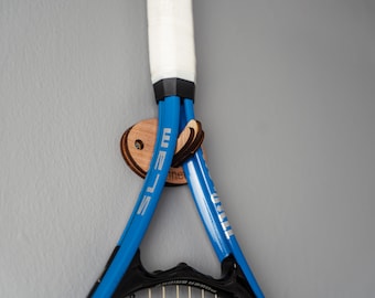 Tennis Racket Wall Mount, Tennis Racket Hanger, Vertical Raquet Holder with Custom Engraving