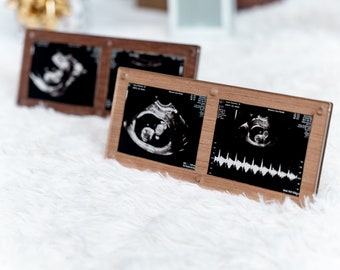 Ultrasound Frame for 2 ultrasound pictures sonogram frame from wood and acrylic