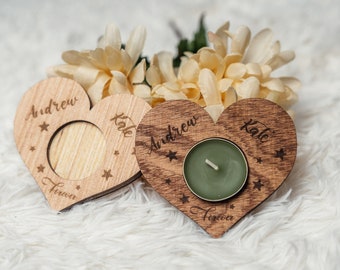 Personalized Candle Holder Custom Valentines Day Gift Heart Shape