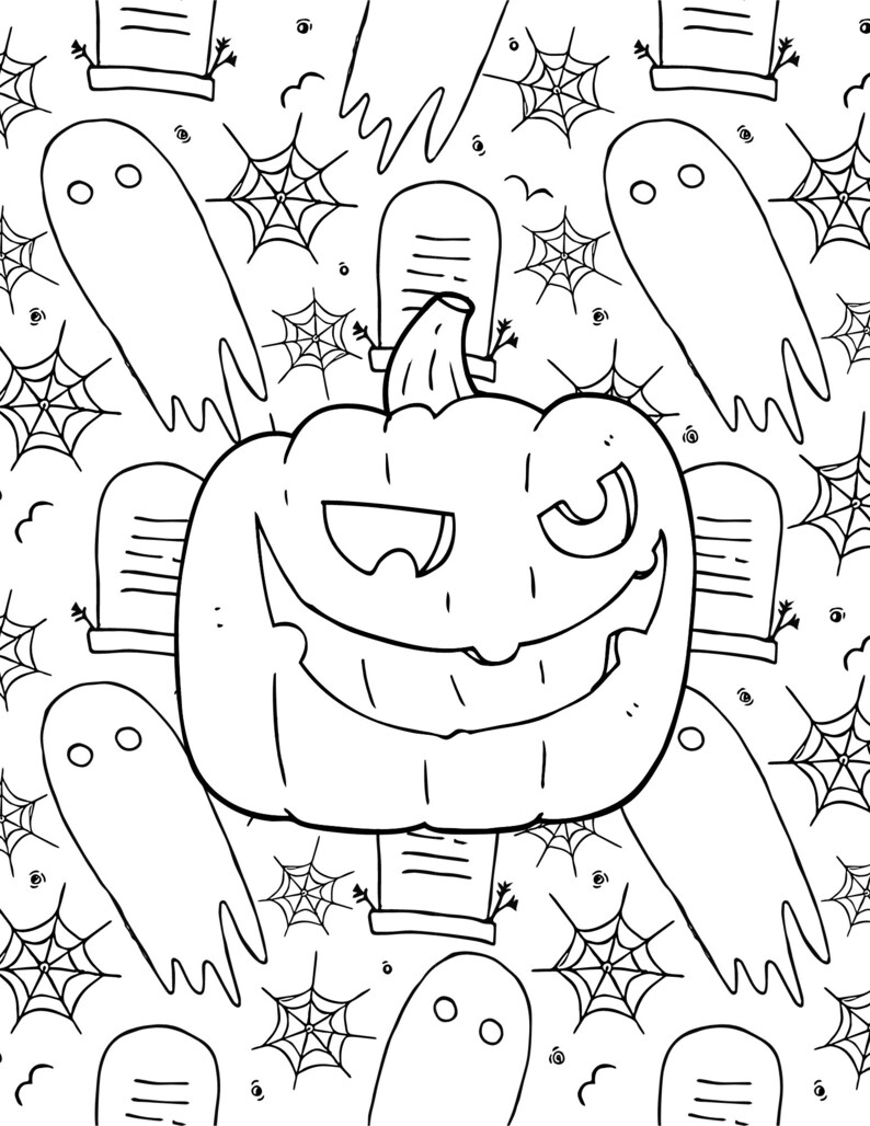 Halloween Coloring Pages for Kids and Adults Easy Print Etsy