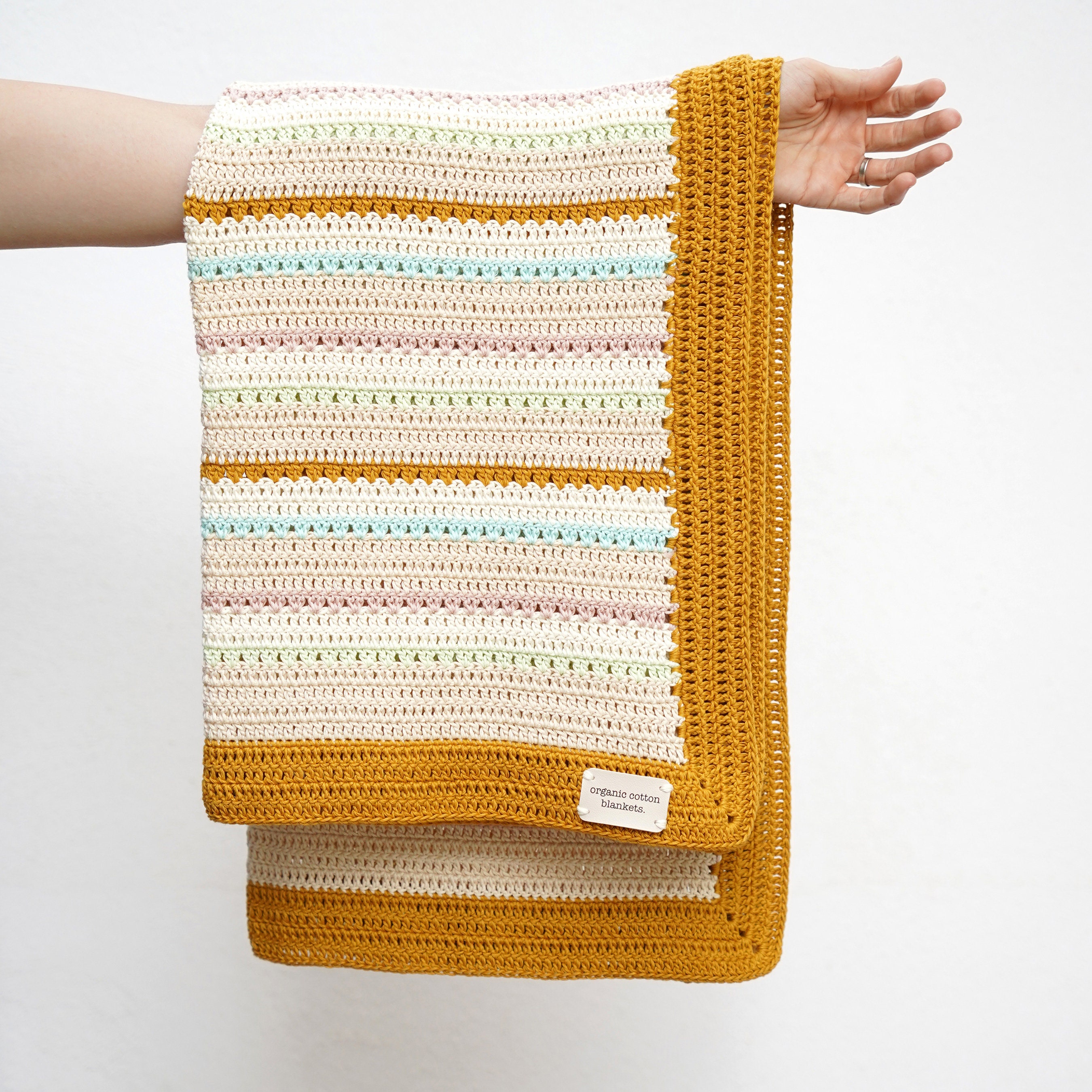 Manta Bebe Artesanal Punto Algodon Crochet 52 Cm X 52 Cm Nuevo Recién Nacido