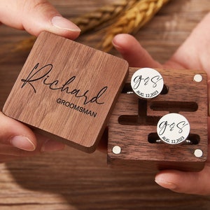 Personalized Groomsmen Cufflinks Box,Custom Engraved Cufflinks Box,Best Man Cufflinks Box,Groomsmen Proposal,Groomsmen Gift Set Of 3 4 5