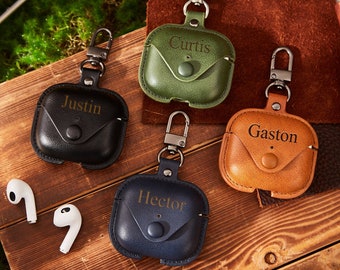 Personalized Airpods Case,Custom Airpods Pro Case,Engraved Leather Airpods 1st 2nd 3rd Case,Men Airpods Case Cover,Groomsman Gift For Him