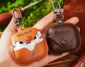 Personalized Airpods Case,Custom Airpods Pro Case,Engraved Leather Airpods 1st 2nd 3rd Case,Men Airpods Case Cover,Groomsman Gift For Him