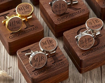 Personalized Groomsmen Cufflinks Box,Custom Engraved Cufflinks Box,Best Man Cufflinks Box,Groomsmen Proposal,Groomsmen Gift Set Of 3 4 5