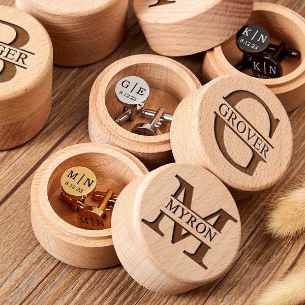Personalized Groomsmen Cufflinks Box,Custom Engraved Cufflinks Box,Monogram Best Man Cufflinks Box,Man Gift,Groomsmen Gift Set Of 3 4 5 6