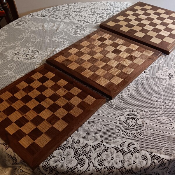 Handmade Walnut Chessboard: Reclaimed Oak or Maple, Reversible