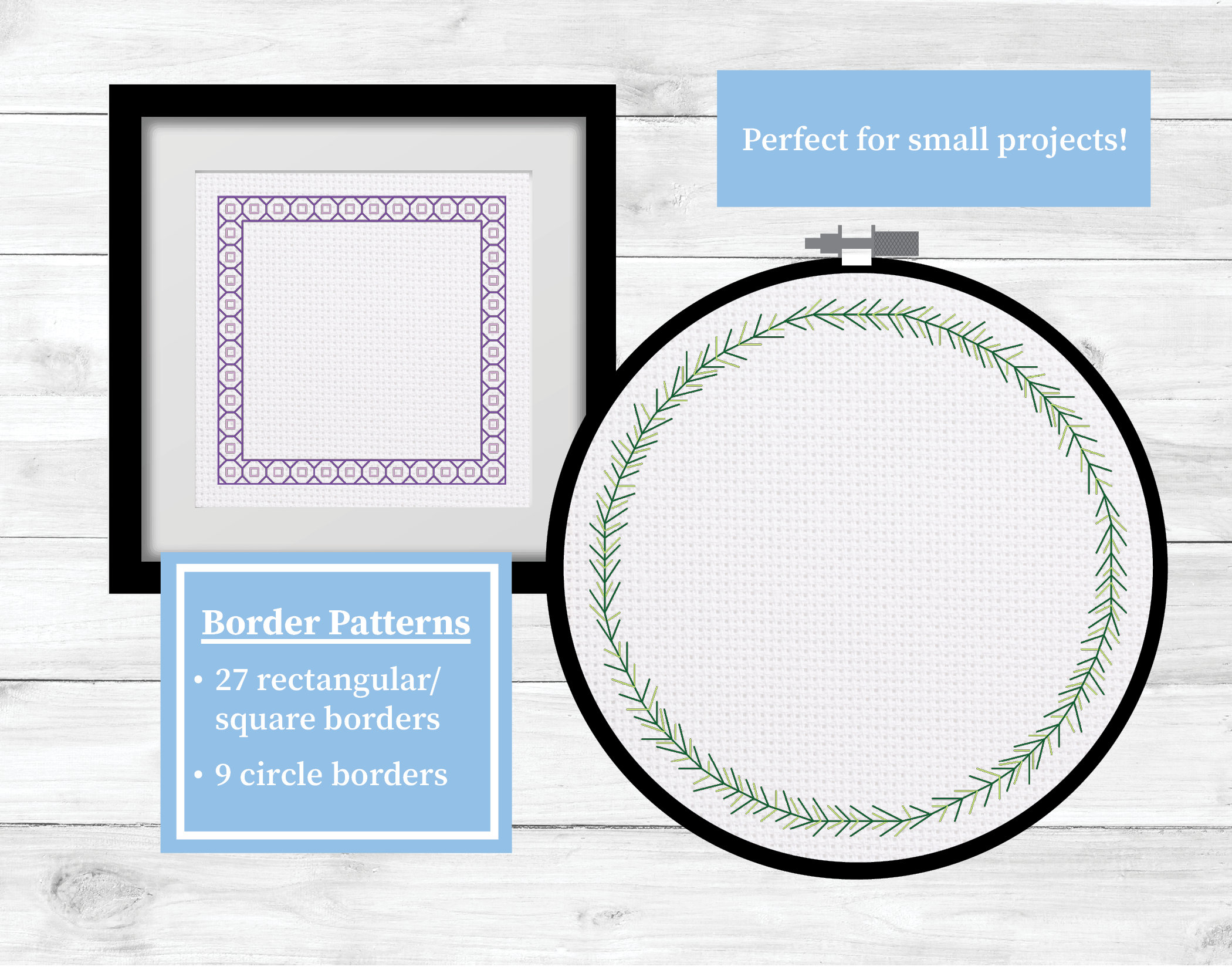 Cross Stitch Borders: Circle, Square, and Rectangular Patterns - Etsy