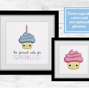 Patrón de punto de cruz Little Cupcake para regalos o tarjetas de cumpleaños