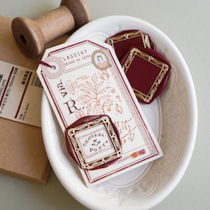 Kit di timbri in ceralacca con cornice antica - Accessori per diario, inviti di nozze e planner - Design originale Misterrobinson