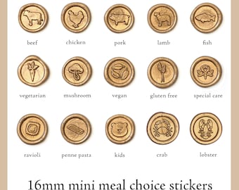 Mini Meal Choice Wax Seal Stickers - Pack of 10 - Meal Choice Icon - Misterrobinson Original Design