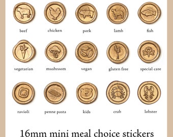 Mini Meal Choice Wax Seal Stickers - Pack of 10 - Meal Choice Icon - Misterrobinson Original Design