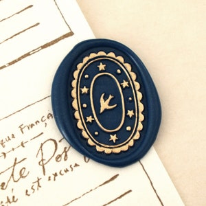 Kit timbro sigillo in ceralacca a forma di rondine - Timbro per diario, invito a nozze e planner - Design originale Misterrobinson