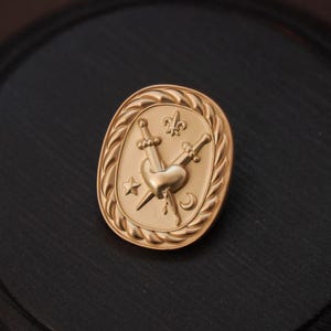 Mending Heart Brass Lapel Pin - Embossed Gold Heart Pins - Healing Gift - Misterrobinson
