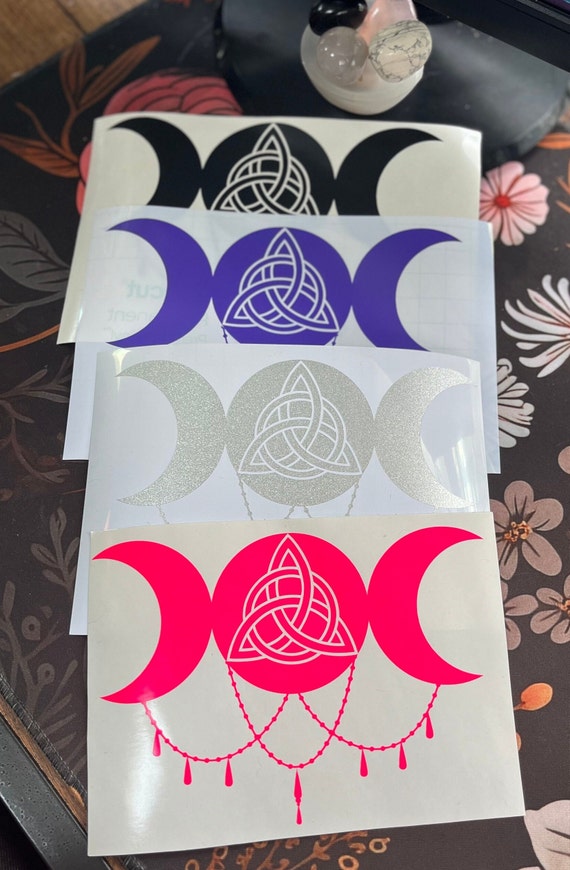 Triple Moon Witch's Knot Vinyl Decal: Protective Symbol Sticker