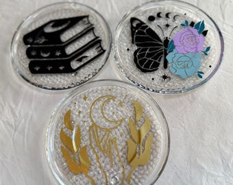 Celestial Witchy Candle Plate: Gothic Altar Decor, Crystal Display