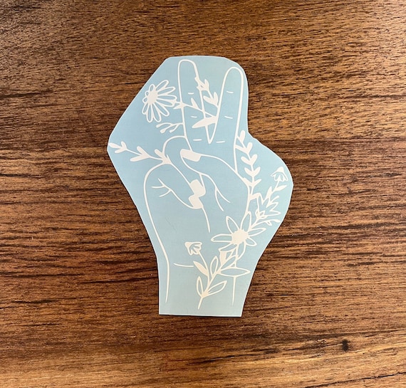 Floral Peace Sign Hand Vinyl Decal: Boho Laptop Sticker