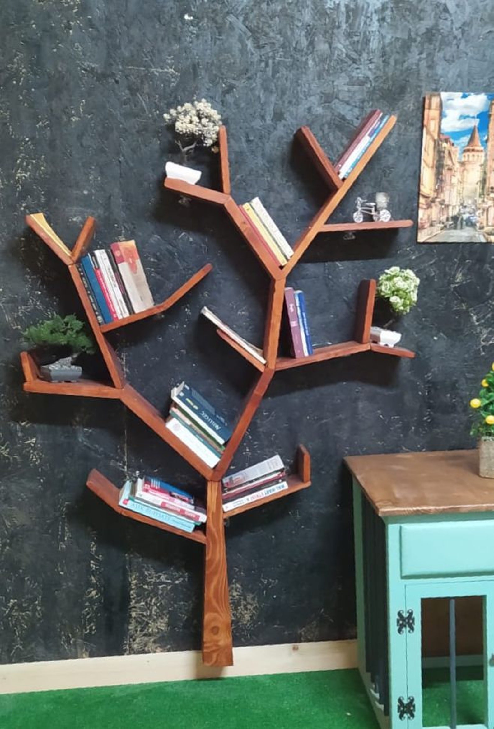 Bookshelf Bookcase Tree Bookshelf Handmade Wood Bookcase Etsy