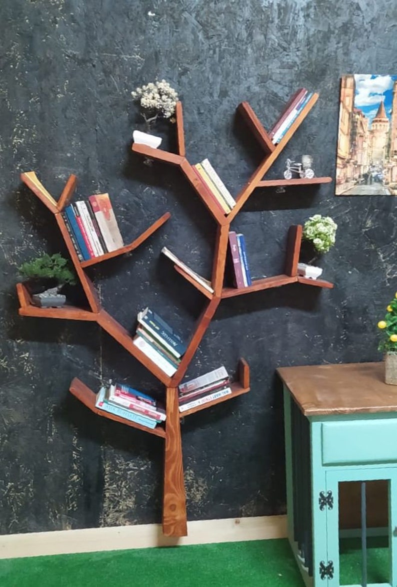 Bookshelf Bookcase Tree Bookshelf Handmade Wood Bookcase Etsy
