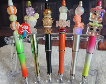 Unique Luminous Beadable Pens - DIY Pens - Custom Pens - Beaded Pen - High Quality Beads - Black Ink - Refillable