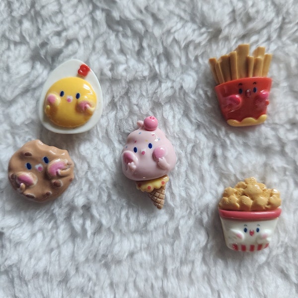 Cute Food Magnet Set - 5 pc Adorable Magnets - Whiteboard Office School College Dorm Supplies - Refrigerator - Magnetic - Handmade - Mini