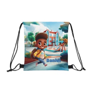 Personalized gym bag, children's fabric bag backpack to drawstring, sports bag kindergarten image 1