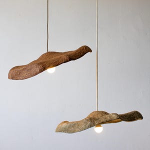 Lampada da soffitto fluida organica, ispirata al volo degli uccelli, color sabbia, perfetta per spazi rustici, wabi sabi. Colori personalizzati possono essere realizzati