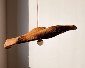 Paper Mache Bird Flight Ceiling Lamp: Rustic Wabi Sabi Style