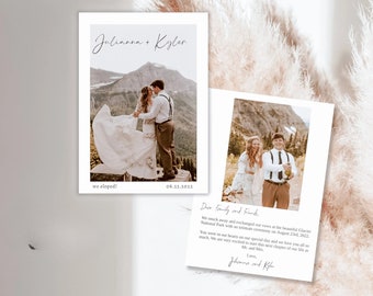 We Eloped! Minimalist Elopement Announcement . Printable Photo Elopement Card. Modern Wedding. Boho Wedding Announcement
