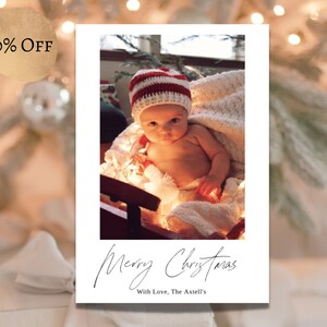 Photo Christmas Card Template, Holiday Card Template with Arch, Printable Christmas Card Digital Download