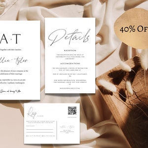 Minimalist Wedding Invitation Template. Modern and Elegant Wedding Invite Suite. INSTANT DOWNLOAD