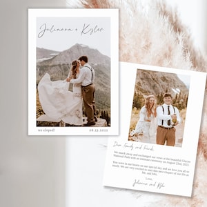 Minimalist Elopement Announcement Template. Printable Photo Elopement Card. Modern Wedding. Boho Wedding Announcement. Wedding accessories