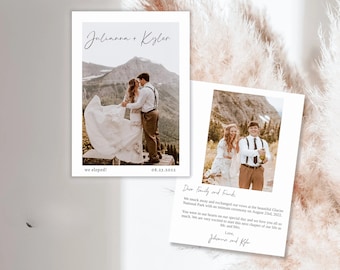 Minimalist Elopement Announcement Template. Printable Photo Elopement Card. Modern Wedding. Boho Wedding Announcement. Wedding accessories