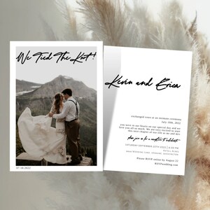 Photo Elopement Reception Invitation Template, Photo Elopement Announcement, Modern Minimalist Elopement Invite, We Tied the Knot