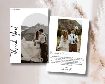 Modern Wedding Photo Thank You Card | Minimalist Wedding Thank You Card ...