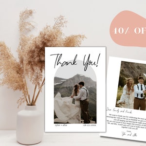 Photo Thank You Card Template | Thank You Cards Wedding Photo | Boho Wedding Thank You Card