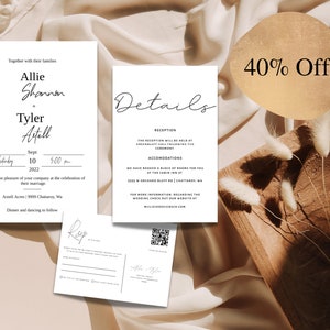 Minimalist Wedding Invitation Template Set, Wedding Invitation Template Download, Editable Modern Invite