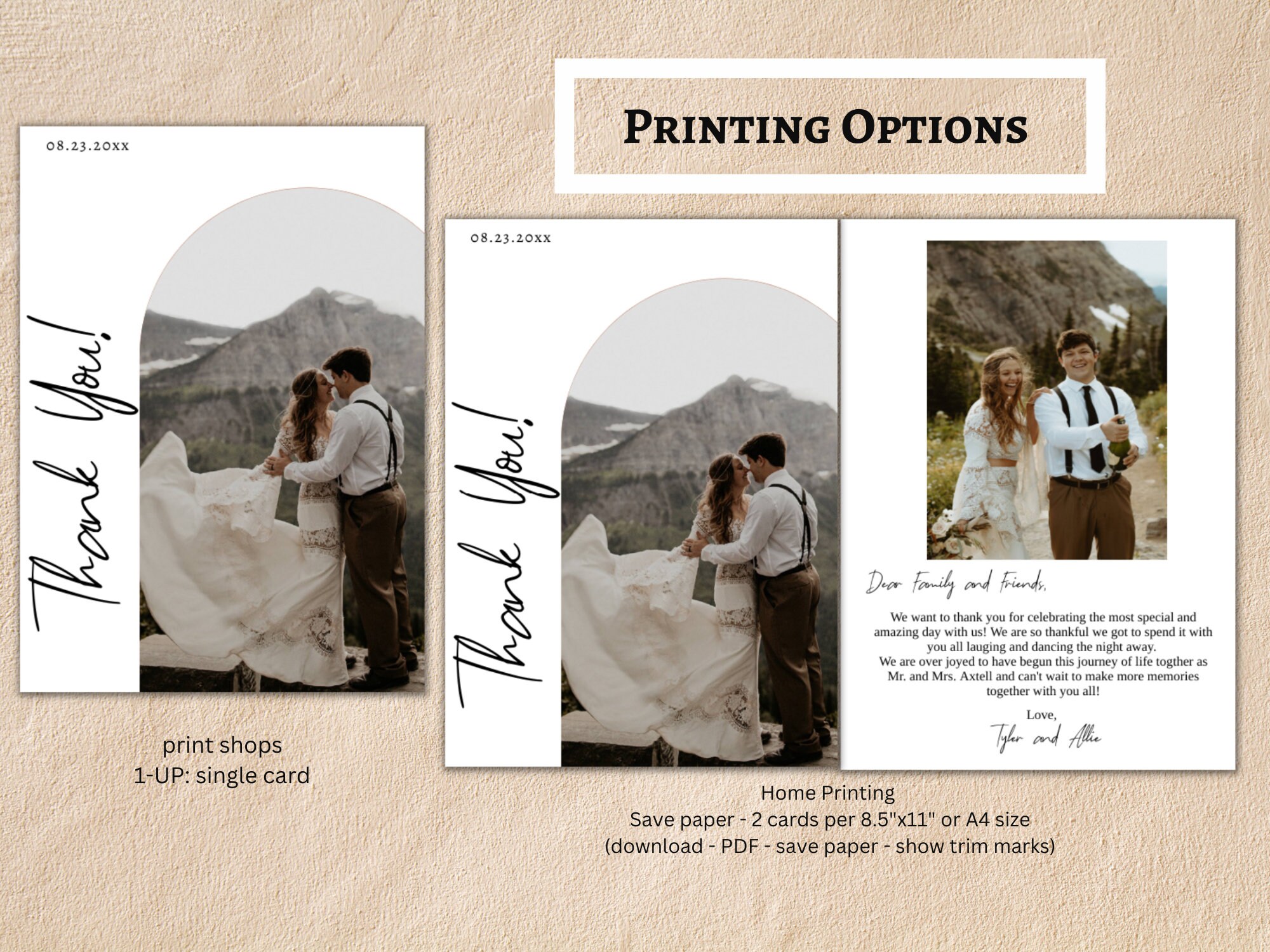 Modern Wedding Photo Thank You Card | Minimalist Wedding Thank You Card ...