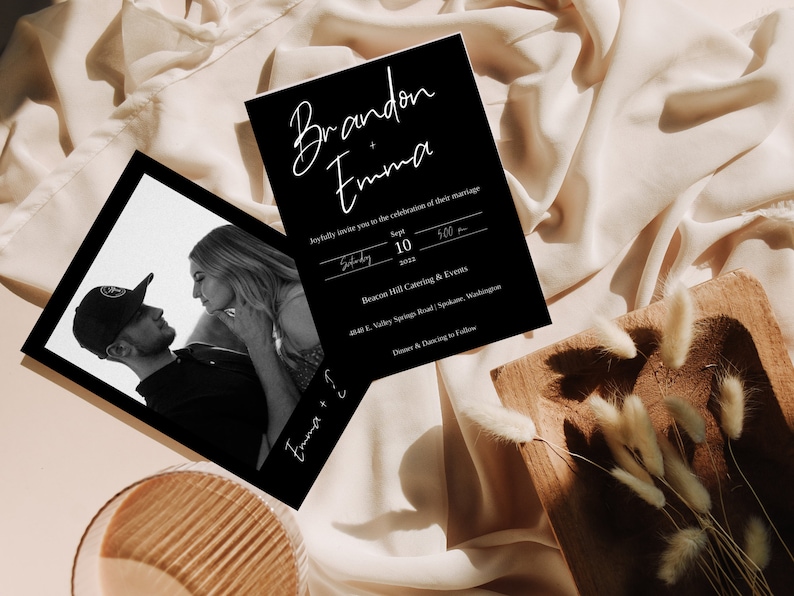 Black Wedding Invitation Black and White Wedding Invitation Simple